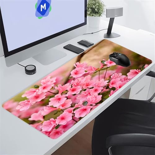 Fleurs Roses Tapis de Souris de Jeu 900x400x2 mm Grand Tapis de Souris Gaming sous-Main Bureau Gamer Large avec Base Antidérapante Tapis de Clavier Lavable pour Gamer PC