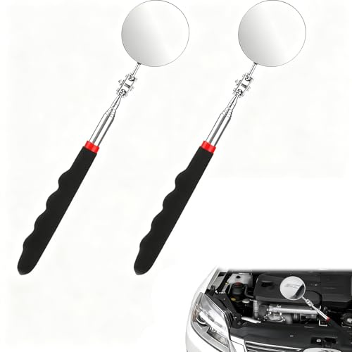 Ousuwo 2-Pack Strumento di prelievo Magnetico con Manico telescopico, specchietti Flessibili per l'ispezione dell'auto con Manico telescopico