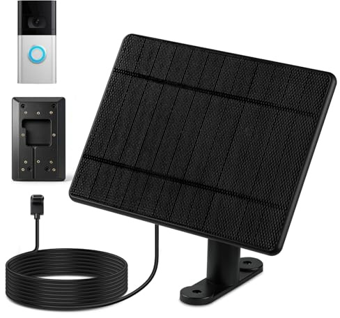 Solar Charger Only Compatible with Battery Doorbell (Type-c Port) Waterproof Continuously Solar Panel, Adjustable Panel