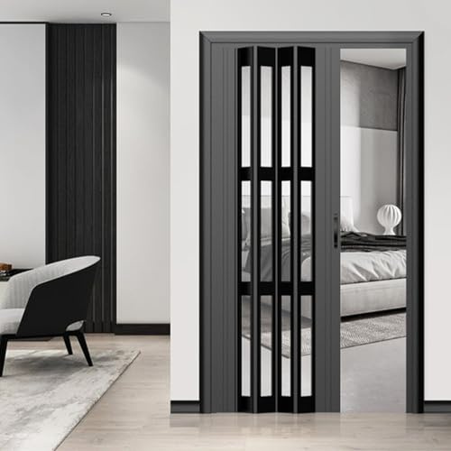 Hggdsac falttür, falttüren nach maß, Ziehharmonikatür, Modell extra Standard, Faltbare Trennwand In Sondergröße, Doppelwandprofil, Einfache Installation, für Schutz der Privatsphäre（W×H:90×195cm）