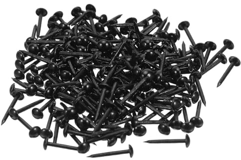 Hoement Polsternägel Schwarz 200 Stück Runde Köpfe Hochbelastbar für Sofas Stühle und Wanddekoration aus Eisen 5x17mm Präzise Fertigung für Möbel und Dekorationsprojekte
