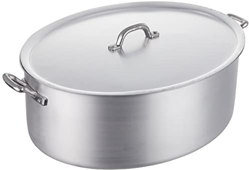 Ollas Agnelli Oval cazuela con Dos Asas y Tapa, BLTF Aluminio, con Final de Matt, de Plata, 36 cm