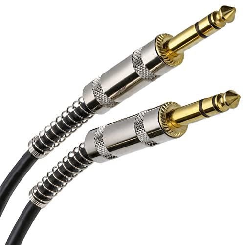 kenable GOLD Stereo/Balanced Jack 6.35mm Metal Plugs Cable Lead Black 1m