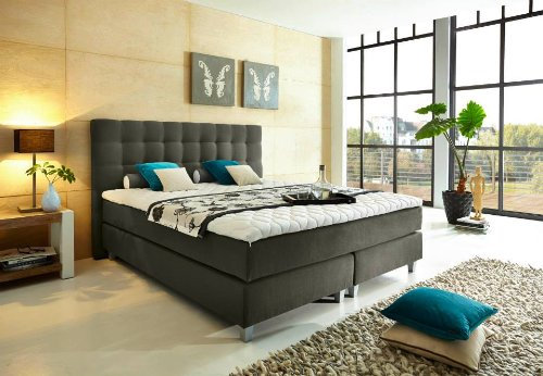 WELCON boxsprbettenshop24.de - Letto a molle di lusso, 180 x 200 cm, 22 colori disponibili in H1, H2, H3, H4, H5 (combinabile a destra e a sinistra) - grigio chiaro, grigio scuro, marrone, beige, blu