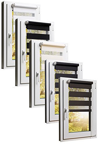 TEXMAXX Doppelrollo Klemmfix ohne Bohren 100 x 220 cm (Stoffbreite 96 cm) in Grau - Anthrazit/Doppelrollo ohne Bohren/Rollos für Fenster ohne Bohren/Klemmfix Rollo