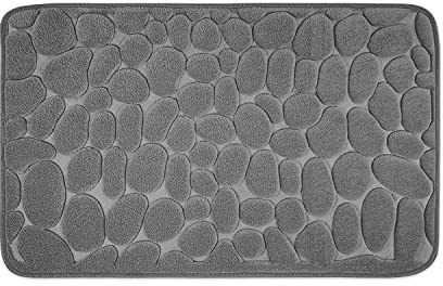 WohnDirect Tappeto da Bagno Grigio 50 x 80 cm - Memory Foam - Antiscivolo e Lavabile