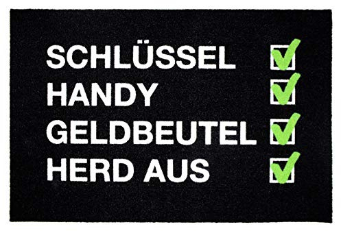 Close Up Fußmatte | Checkliste - Schlüssel, Handy, Geldbeutel | Vergesslich - lustiges Design | rutschfest, robust & waschbar| Für innen & außen | 60x40 cm | Vergesslich - lustiges Design, rutschfest, robust & waschbar, Für innen & außen, 60x40 cm