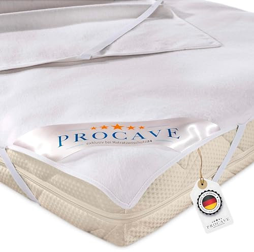 PROCAVE Molton-Matratzenschoner in weiß, Matratzen-Auflage aus 100% Baumwolle, hochwertige Moltonauflage als Matratzenschutz, Premium Qualität Made in Germany 100x200 cm