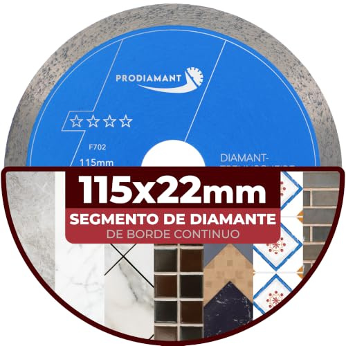 PRODIAMANT Disque à tronçonner diamanté Carrelage professionnel 115 mm x 22,23 mm F702 ProRim pas d'éclats pour les carreaux émaillés Grès cérame et pierre naturelle