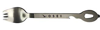 OSEI LLC Titanium Spork. Crystal Earth 9 in 1 Long Camping Utensil. Features Spoon/Fork, Wrench, Bottle Opener and Screw Driver.