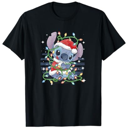 Disney Lilo & Stitch Navidad Tangled Lights Portrait Camiseta