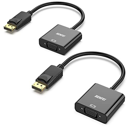 BENFEI Adattatore DisplayPort a VGA 2 Confezioni, Unidirezionale Convertitore DP Maschio a VGA Femmina 1080P per Lenovo Dell HP Asus