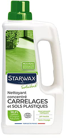 STARWAX SOLUVERT - Nettoyant Concentré pour Carrelages et Sols Plastiques - Décolle les Salissures - Dégraisse - Sans Traces - 98,8% d'Origine Naturelle - Fabrication Française - 1L
