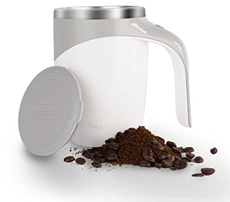 HISET Rechargeable Self Stirring Coffee Mug, Auto Self Mixing Stainless Steel Cup, suitble for Coffee/Tea/Chocolate/Kitchen/Travel/Home, Best Cute Christmas Birthday Gift (Grey)