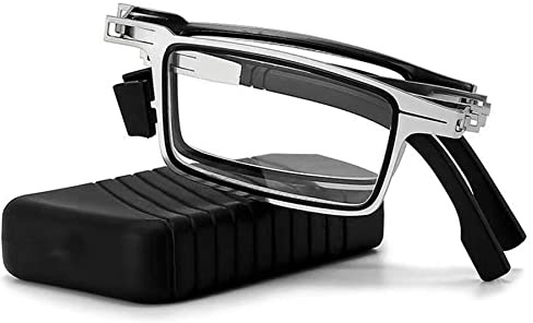 Lanomi Vintage Sehr Mini Lesebrille Blaulichtfilter Faltbar Metall Klappbar Lesehilfe Sehilfe Schwarz Rechteckig Rahmen 1.5