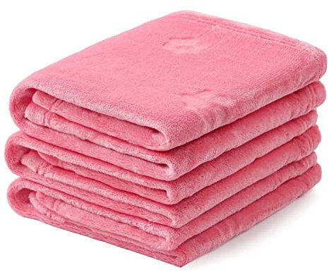 Liemuao Super Softe Warme und Weiche Decke für Haustier Hundedecke Katzendecke für Kleine Mittlere Hunde Katzen, Haustierdecke Schlafmatte für Sofa Bett (Rosa, M-52 * 76CM)