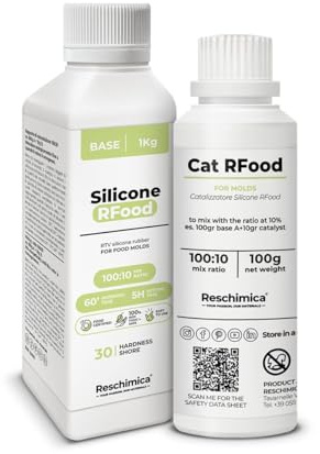 Reschimica Gomma Siliconica Alimentare R Food (1 kg) Facile da Usare | Stampi per Alimenti Fai da Te, Silicone atossico Certificato, Per Cioccolatini, Pasta di Zucchero, Ghiaccio o Waffle o Altro