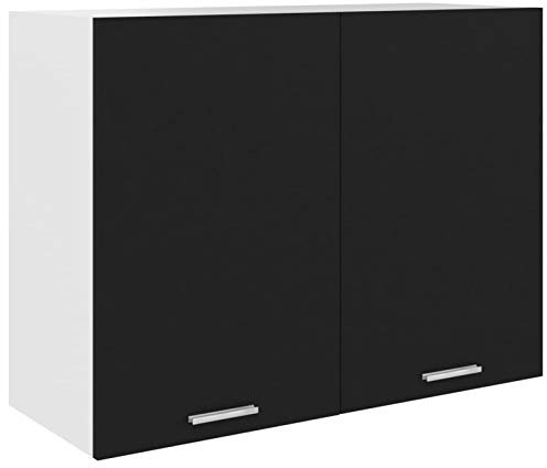 CIADAZ Hängeschrank, Küchenhängeschränke, Küchenschrank Hängend, Wall Cabinet, Oberschrank, Wandschrank Küche, Schwarz 80x31x60 cm Spanplatte