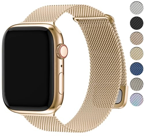 Fullmosa Klockarmband kompatibelt med Apple Watch-armband i storlekarna 44mm 46mm 45mm 49mm 42mm, Milanaise-armband i rostfritt stål för iWatch Ultra/SE 3 2 1 Series 11 10 9 8 7 6 5 4