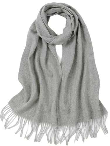 Frauen Herbst Winter Kaschmir Schal Luxus Pashmina Unisex Männer Solide Warme Dicke Echte Weiche Lange Kaschmir Schals, Hellgrau, Einheitsgröße