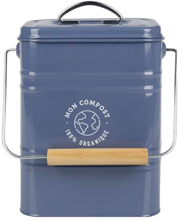 Gimel 536732 Boîte à compost de cuisine 3.5L 16.5 cm x 24.5 cm en métal peint - 1 filtre à charbon inclus pour piéger les odeurs