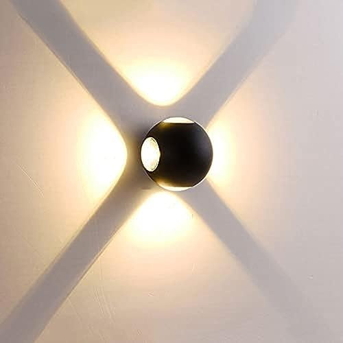 Luz de montaje en pared con forma de esfera negra simple Diseño luminoso en todos los lados Aplique de luz Fuente de luz LED suave Accesorios de iluminación de pared exterior Cuerpo de lámp