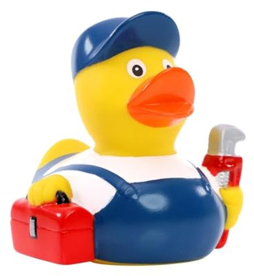 Generic Quietsche-Ente - Badeente - Berufsente 'Klempner - Installateur' - Cartoon, Beige, Versatile, 8 cm, 1 Stück