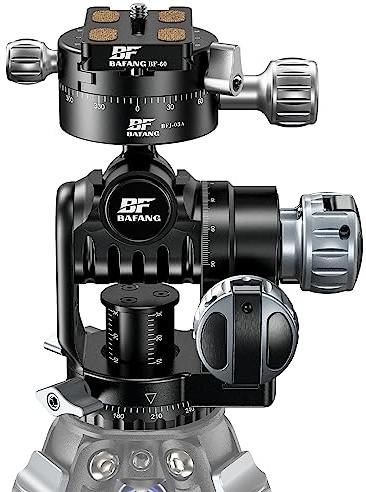 BF BAFANG Getriebeneiger Stativkopf, Aluminum Alloy Getriebeneiger, Geared Tripod Head,360°Drehbar Getriebeneiger mit Schnellwechselplatte für DSLR, Camcorder, Stativ, Einbeinstativ