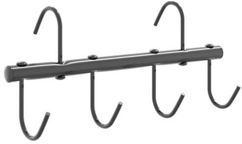 vidaXL Trensenhalter, Zaumhaken mit 6 Drehhaken, Trensenaufhänger für Scheune Sattelkammer Stall, Trensenhaken, Schwarz Pulverbeschichteter Stahl