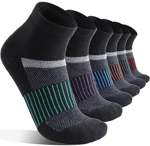 MOSEY KOSY 6 Paires de Chaussettes en Laine Mérinos pour Hommes et Femmes Thermiques Respirantes pour Randonnée Marche Course Travail et Hiver(Série Noire,36-42)