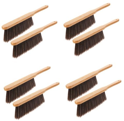 TOPBATHY 8pcs Wooden Hand Broom Brush for Kitchen Long Wood Handle for Bed Cleaning and Dusting Soft Brush Cleaning for Sofa and Carpets