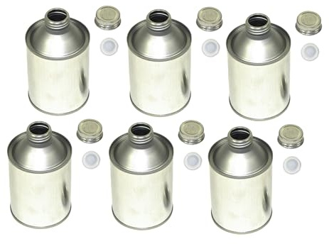 Paint Can, Pint, 250 ml Paint Tinplate Can (with Screw Top Metal Cap and Plastic Cap) Qty : 6