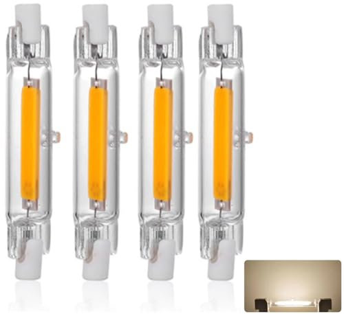 15W 78mm R7S LED Lamp Dimmable, Natural White 4500K, 1500 LM, Double Ended COB LED Bulb Equivalent Linear J78 150W Halogen Bulbs, 360 Degree LED Spotlight for Projector, Ceiling Lamp, 4-Pack