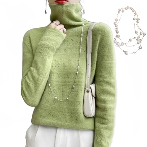 KEYULI Angora Pull à col roulé en cachemire pour femme, pull ample et chaud à col roulé pour femme avec collier