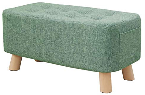 Ottomane aus Leinen, Fußstütze, Hocker, Sitz, Tisch, Pouf, Grün, 60 x 28 x 29 cm