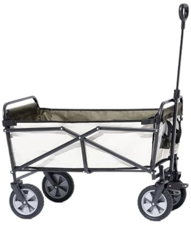 Transportwagen Outdoor-Camping, Tragbarer Camping-Klappwagen, Tragbarer Trolley, Camping-Auto, Tragbarer Abschleppwagen Mit Bremse Tragbarer Wagen(White)