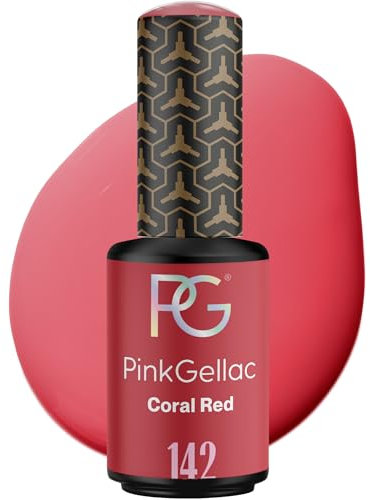 Pink Gellac Gel Nagellack UV - 142 Coral Red 8 ml - Gelnagellack für UV Lampe - Rot - Einfache Anwendung Nail Polish für 14 Tage Salonqualität - Veganer Gellack Made in Holland