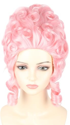 LeMarnia Rosa 18th Century Königin Perücke Honeycomb Perücke Lockige Retro Perücken Halloween Cosplay Kotüm Perücken