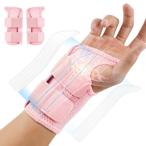 Fefod Attelle de Poignet, 2PCS Respirant Orthese Poignet avec 2 stabilisateur d'attelle, Palm Support Orthèse élastique de Poignet, Pour l'Arthrite, Tendinite, Canal Carpien et Entorse, Femme et Homme