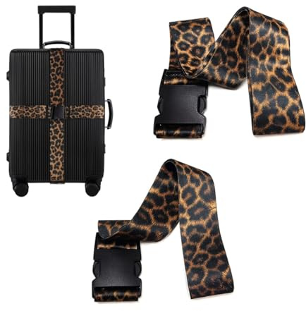 2 Pezzi Cinghia per Valigia, Cinghie per Bagagli Regolabili, Leopardo Segnare Bagagli Fissaggio Valigie Cintura Sicurezza per Bagagli Accessori Viaggio Utili