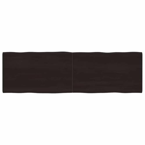 Bucmath Tischplatte 200x60cm, Massivholz Eiche Behandelt, Dunkelbraun, Baumkante, Klappbar, Robuste DIY Schreibtischplatte für Zuhause & Büro