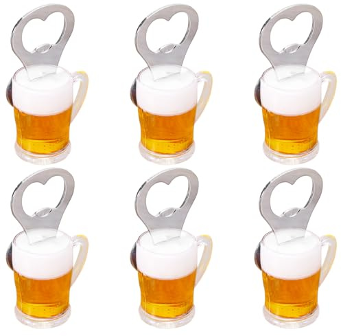 Générique 6 Pièces Décapsuleur Magnétique Vintage Ouvre-bouteille Frigo Aimanté Décoratif et Multifonctionnel Forme Bière Accessoire Pratique pour Bar Camping et Cuisine