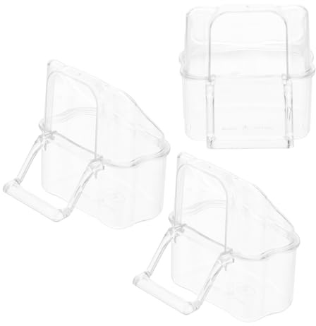 JOINPAYA Mangeoires pour Oiseaux Base Plate et Support en Acrylique Ensemble de 3 Anti-éclaboussures Facile à Nettoyer pour Cage et Décoration Bar