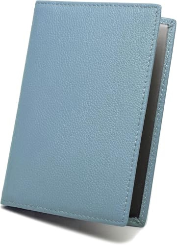 FOMAX Echtleder Schutzhülle für Reisepass, 100% Leder, stilvolle Reisepasshülle, Travel Wallet, Etui für Reisen Passport case Hülle, Hellblau