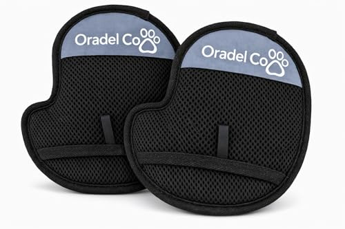 Oradel Co Pet Hair Removal Gloves 2 Pack – Dog & Cat Grooming Mitt for Deshedding Fur – Reusable Pet Hair & Fur Remover for Furniture & Clothes – Bathing & Shampoo Massage Tool