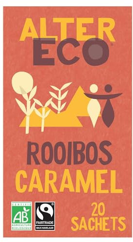 ALTER ECO - Infusion Rooibos Caramel - Infusion Bio & Equitable - Sans Théine - Boîte de 20 Sachets
