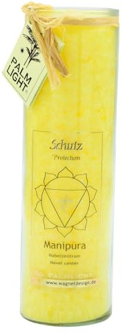 Palm Light 4041678000790 Candela Manipura Chakra, Durata Circa 100 Ore, 20 cm, Giallo