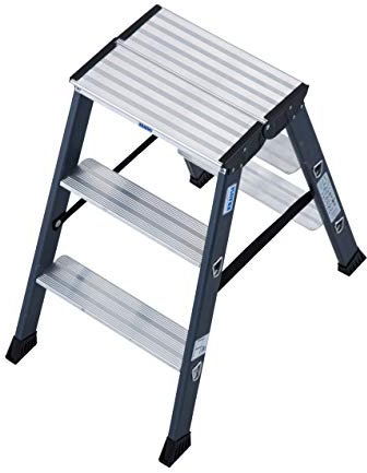 KRAUSE Doppelleiter Sepro D eloxiert, 2 x 3 Stufen, 125804