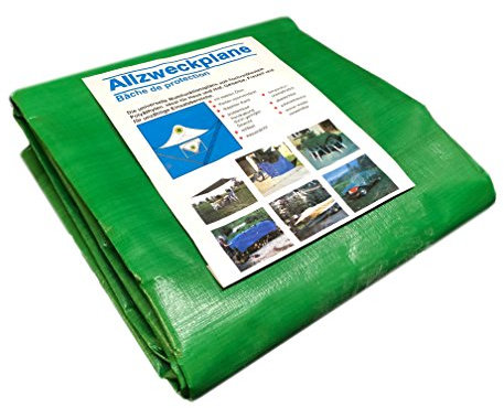 Aquagart Abdeckplane Gewebeplane 3x6m wasserdicht 180g I 18qm Gewebe-Plane mit Ösen grün I Gartenplane Bootsplane