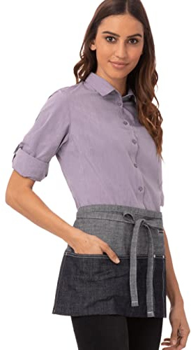 Chef Works Unisex Manhattan Waitress Apron, Indigo Blue, One Size